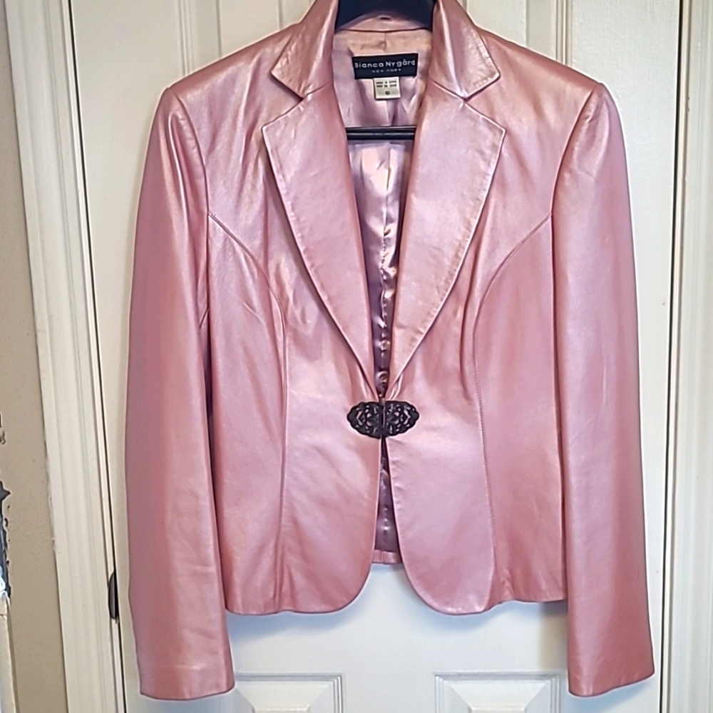 ROSE LEATHER JACKET BY BIANCA NYGARD SZ 10